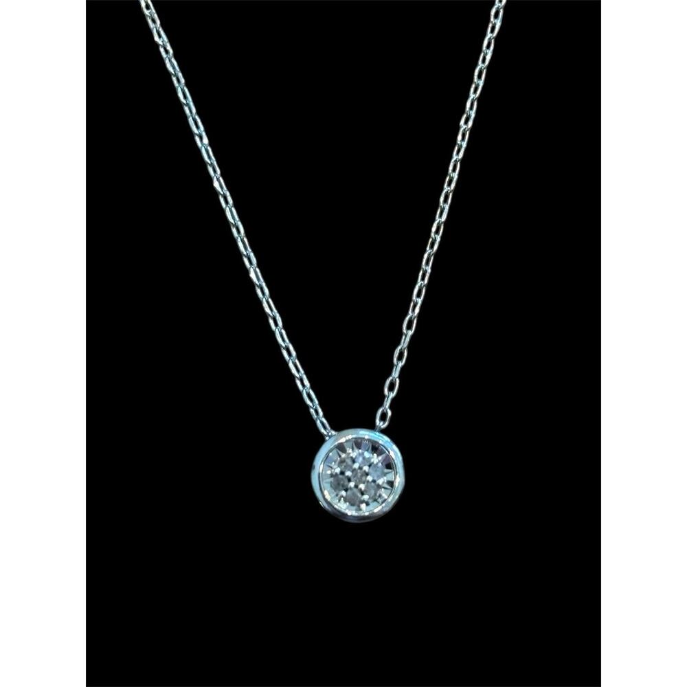 6mm Diamond Pendant With 18” Sterling Silver Chain 1/20 CTTW 925